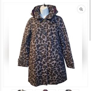 Boden black/gray teardrop pattern fleece lined hooded raincoat